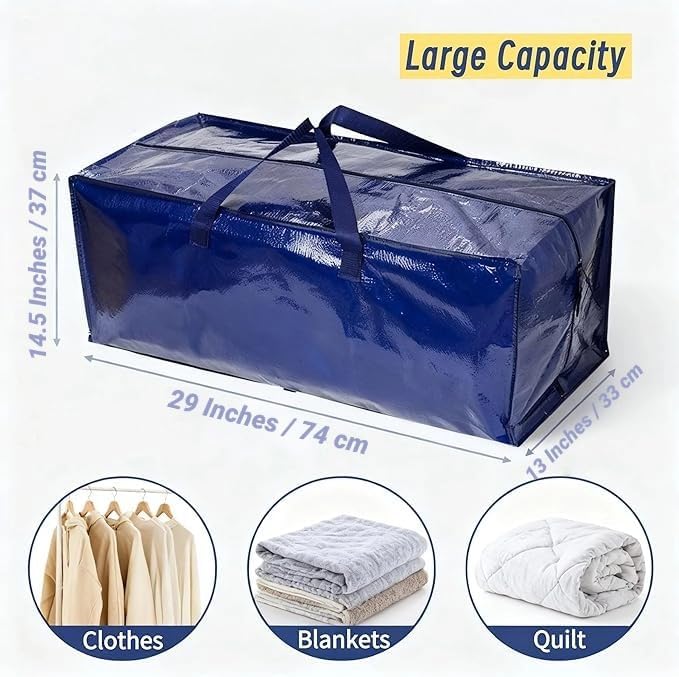 Large Moving Bags with Dual Reinforced Handles 4-Pack Heavy Duty Storage Totes for Trips and Moving 29 * 13 * 14 Inches