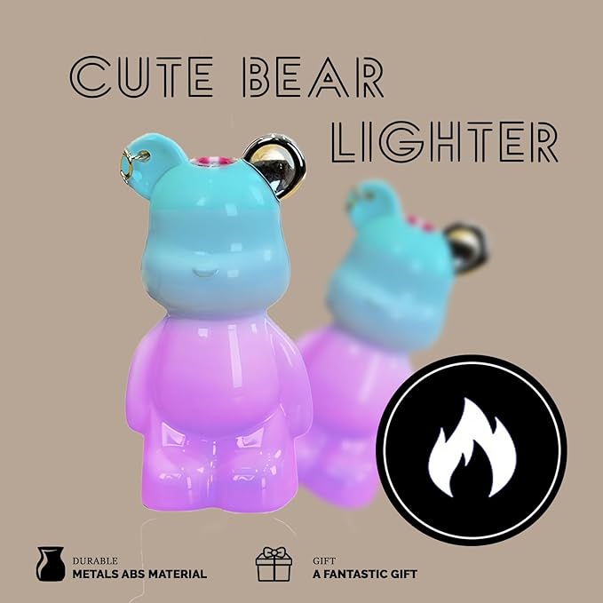 Cute Animal Soft Flame Lighter Cool Creative Design Lighters Butane Refill，Kawaii Cartoon Lighter Accessories，Unique Keychain Lighters for Women Birthday Candles BBQ (Without Butane Gas） (14)