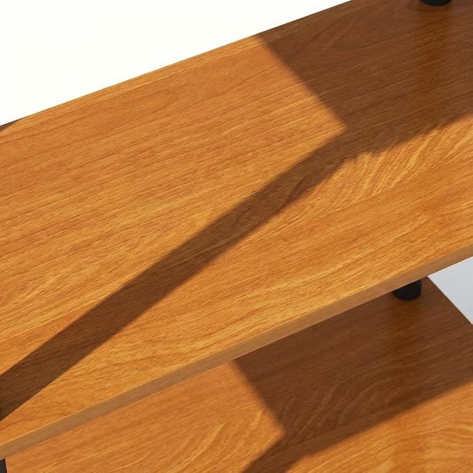 Furnifact Light Cherry Black Bookcase with Modern Design, Sturdy Wood Construction, Single Piece for Home Office, Living Room, or Study Space