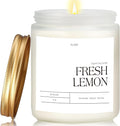 Fresh Lemon Highly Scented Candle for Home, 9oz Natural Soy Aromatherapy Non Toxic Candles with Essential Oil, Home Fragrance Stress Relief & Meditation Jar Candles Gifts for Women & Men, White