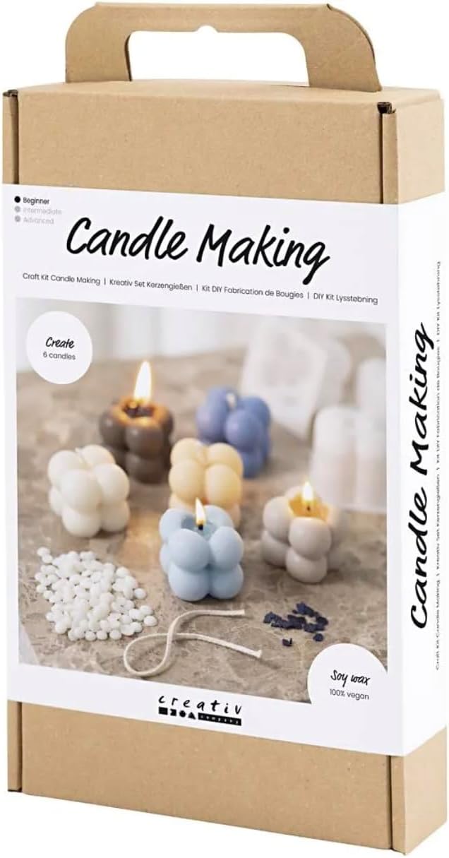 Creative Craft Kit Candle Making, Warm Beige, Cream, Light Blue, Soy Candles, 1 Pack