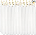 36 Pack White Taper Candles, 7-8 Hours Burn Time, Unscented, Smokeless and Dripless, 0.8 x 10 Inch Dinner Candle Set for Household, Wedding, Party and Home Décor Candlesticks