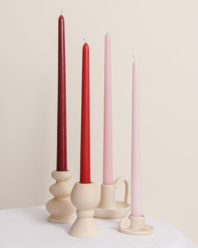 Viyffo Taper Candles, 12 Inch, 4 Pack, Red Ombre – Unscented, Smokeless Design, Up to 8-Hour Burn – Tall Candlesticks for Table Decor, Weddings & Dinners