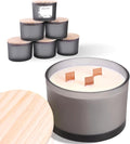 LAMORGIFT 6 Pack Glass Candle Jars with Lids (16oz, Frosted Grey) - Large Candle Jars for 3 Wick Candles Making - Empty Candle Jars Containers - Candle Making Accessories Include 16Pcs Candle Labels
