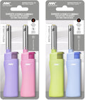 MK Lighter 4PCS Candle Lighters with Refillable, Random Colors, Windproof Flame, Ideal as Lighter for Candle, BBQ, Random Color (Harmony-4PC)