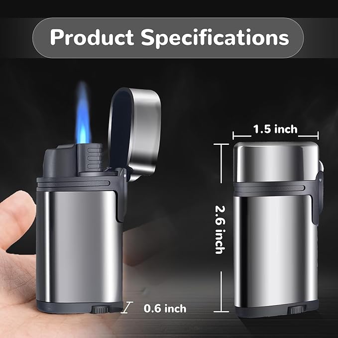 Urgrette 2 Pack Torch Lighter Refillable Butane Lighters Single Jet Flame Mini Pocket Lighter Gas Adjustable Flame for Camping BBQ Grill Candle Party (Without Fuel)