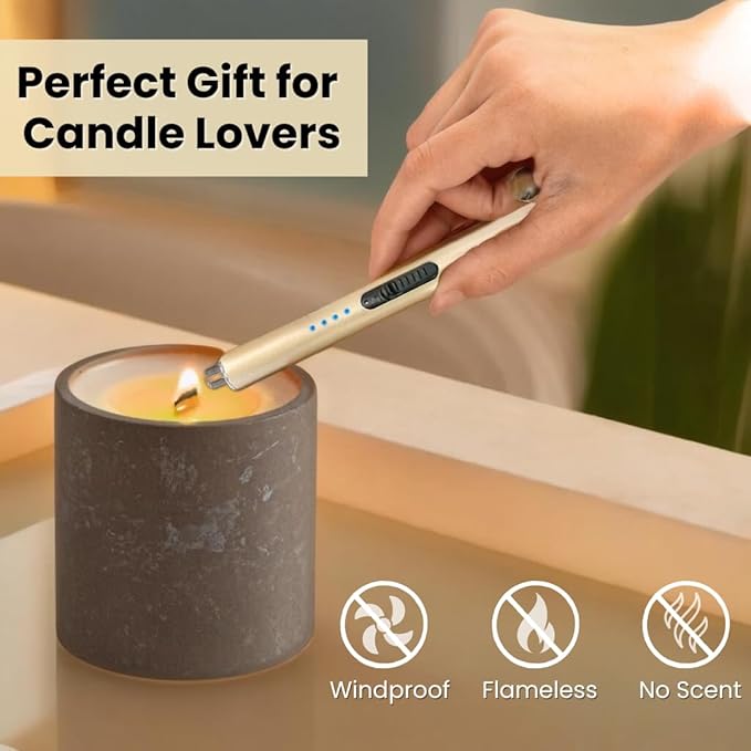 FERMALIFE - Electric Candle Lighter Arc, Rechargeable USB Flameless and Windproof for Camping, BBQ, Kitchen, RV, Hiking, Travel