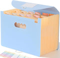 SortRax Accordion File Organizer 12 Pockets, Monthly Bill Receipt Tax Organizer, Expanding File Folders with Larger Bright Tabs, Fits Letter/A4 Size - Blue