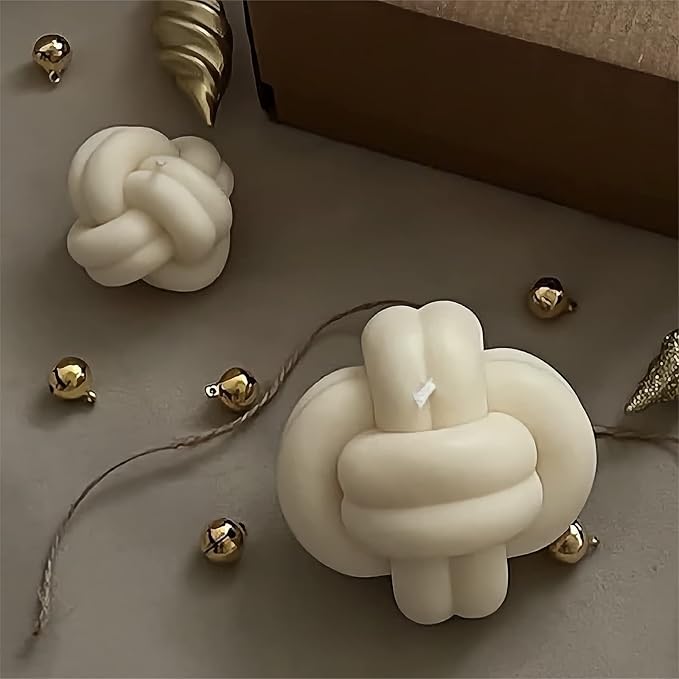 2 Pcs Large Knot Candle Molds Spiral Tie Rope Ball Twisted Knitted Silicone Gypsum Aromatherapy Molds(4.72in+3.14in) (TOPYS -20230115-2pcs)