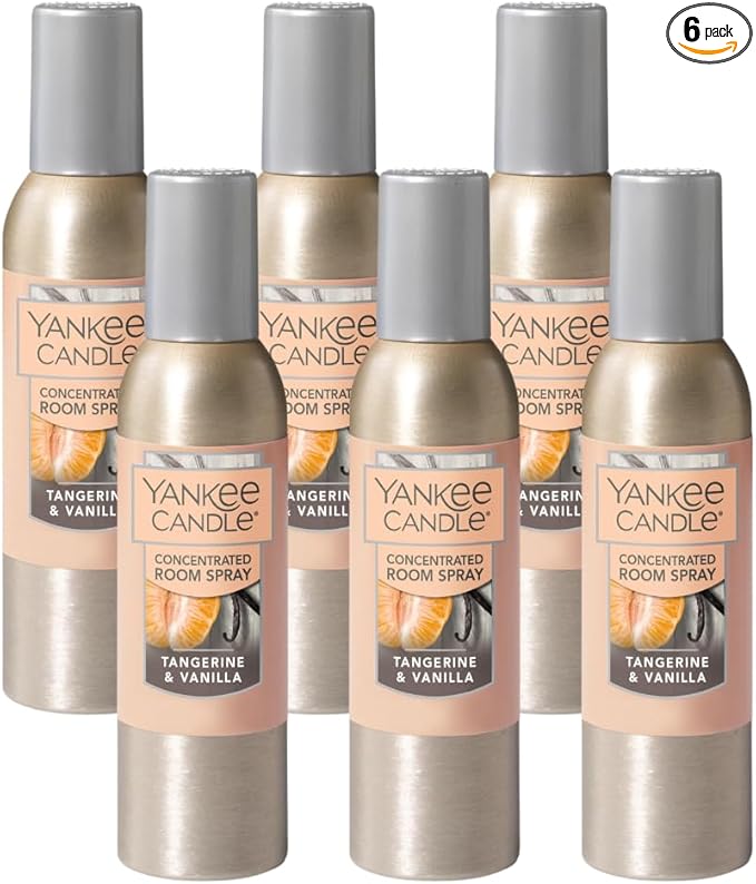 Yankee Candle Concentrated Air Freshener Room Spray, Odor Eliminator for Home, Bathroom, Tangerine & Vanilla, 1.5 Oz (Pack of 6)