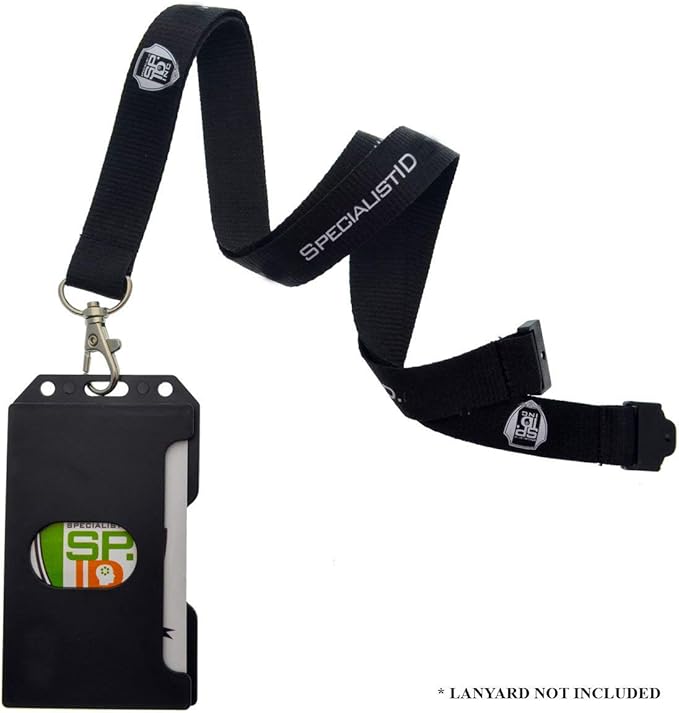 Heavy Duty 2-Sided Rigid Multi Card Holder - Hard Plastic Vertical ID Badge Holders for 2 Standard or Thick Prox Cards, Fuel Card, CAC, Work Badge by Specialist ID, Sold Individually (Black)