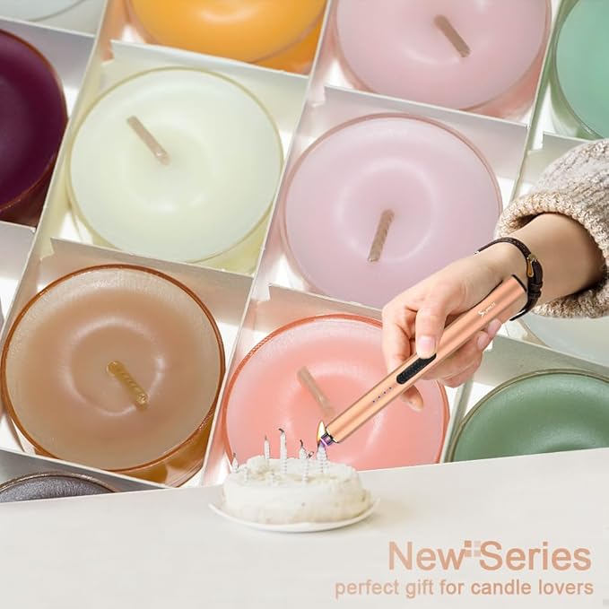 SUPRUS Electric Arc Windproof Flameless USB Rechargeable Lighter with Safety Lock for Candle (Peach Fuzz, 3 Packs)