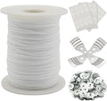 Candle Wick Roll, RAPUDA 200 Ft 24 PLY Braided Wick Spool, 2 Pcs Metal Candle Wick Holders,100 Pcs Metal Sustainer Tabs, 60 pcs Candle Thread Stickers for Candle DIY Craft Making