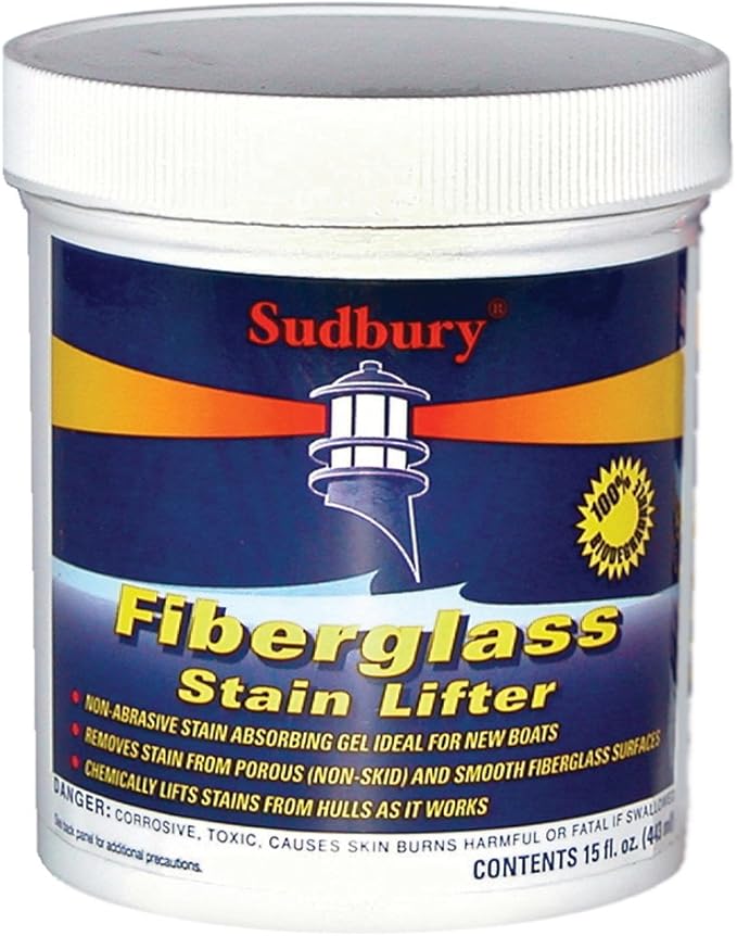 Sudbury Fiberglass Stain Lifter, Boat Cleaner Gel, Rust Remover and Stain Remover for Boats, Essential Boat Accessories, 16 oz.