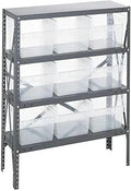 Quantum Storage Systems 1839-SB808CL Solid Heavy Duty 4 Shelves 12 STORE-MAX Clear Bins 39" H x 36" W x 18" D