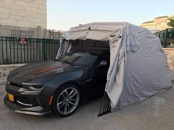 Ikuby Retractable Carport – Foldable Lockable Car Shelter, Heavy Duty All Weather Portable Garage for Cars and SUVs