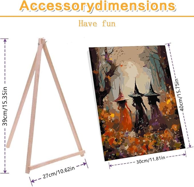 Meothan Framed Paint by Numbers Kits for Adults, Halloween Paint by Number for Adults Beginners, Paint by Numbers Kits on Canvas with Framed and Easel for Home Wall Decor 11.8x15.7inch (Witch)