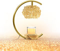 Yeuslor Gold Candle Warmer Lamp for Jar Candles with Adjustable Brightness＆Timer，Handcrafted Crystal＆Wooden Base, Luxurious Design,Home Decoration Electric Candle lamp(C-Shaped)