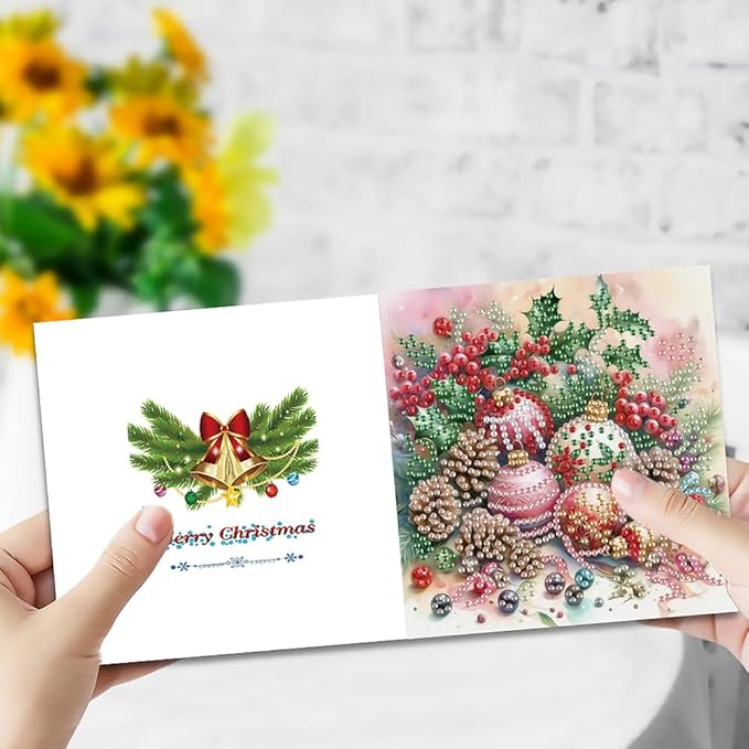 6PCS DIY Christmas Diamond Art Cards with Envelopes, Holiday Greeting Cards Kit for Adults, Festive Christmas Diamond Art Kits for Adults