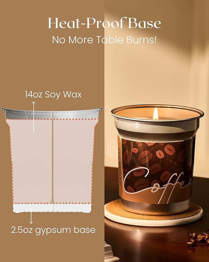 M&SENSE Coconut Latte Scented Candle, Soy Wax 12.3oz 75 Hours Long Lasting Clean Burn, Coffee Smelling Kitchen Candles for Home, Non-Toxic Relaxing Aromatherapy Gifts for Women