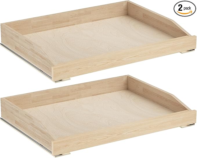 ROOMTEC Pull Out Cabinet Organizer 28-1/2" W x 21" D, Pull Out Cabinet Drawer for Kitchen cabinets with Soft Close, Pull Out Cabinet Shelf, Finished, Bottom Assembly, 2PCS