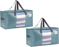 VENO 2 Pack Heavy Duty Moving Bags, Clothes and Comforter Storage Bags with Clear Window, College Dorm Essentials Packing Supplies, Foldable Boxes Alternative (Shiny Light Blue, 2 Pack)