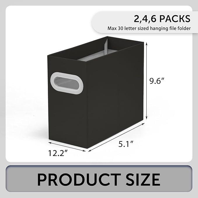 Hanging File Organizer, Cardboard File Folder Organizer for Letter Size, Desk Documents Storage Box, Portable File Folder Holder Boxes for Office, Home, School, Only Box.(2 Packs)