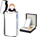 BABOBIU Rechargeable Electric Lighter,Windproof USB Arc Lighter with Safe Design,Vintage Style High-Power Encendedor for Candles,BBQs,and More,Durable & Portable Electric Lighters Rechargeable(Silver)