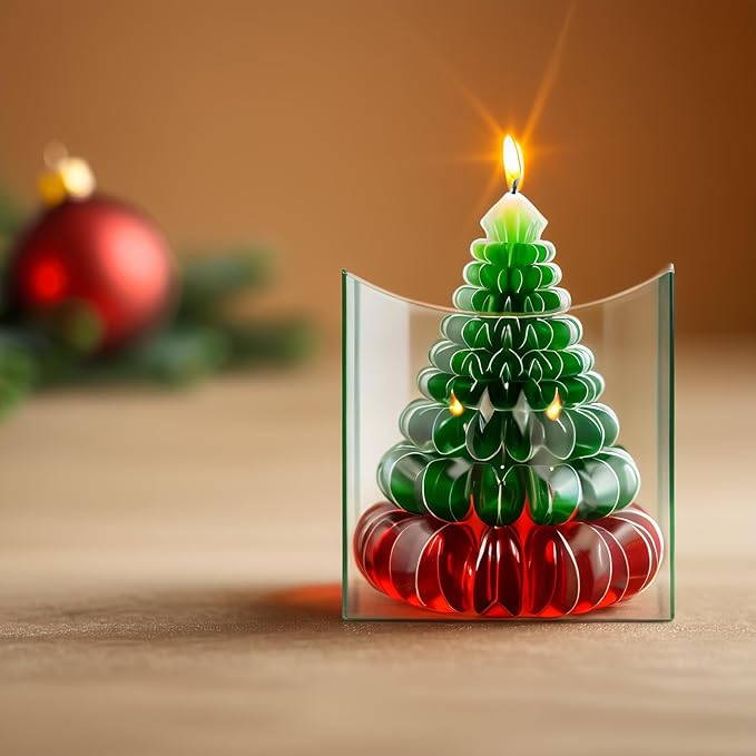3D Christmas Tree Silicone Candle Soap Epoxy Resin Wax Mold Silicone Shapes Christmas Trees Mold for Candle Resin Soap Craft Cake Chocolate Making Kit Christmas Gift (Origami Christmas Tree)