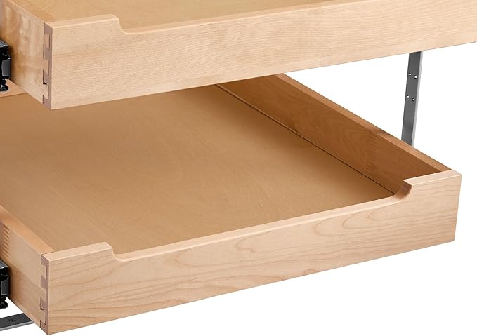 VEVOR 2 Tier Pull Out Cabinet Organizer, 20" W x 21" D Cabinet Drawer, Soft Close Slide out Shelf, Heavy-Duty Sliding Wood Drawer, Adjustable Base Cabinet Organization for Kitchen Pantry Bathroom