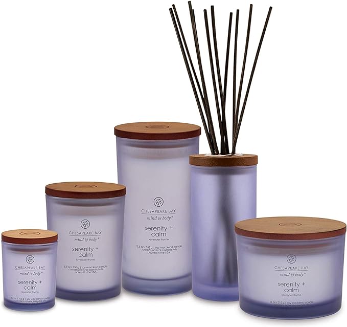 Chesapeake Bay Candle Scented Candles Serenity + Calm (Lavender Thyme) Medium Jar 2-Pack Perfect for Home Décor and Gifting