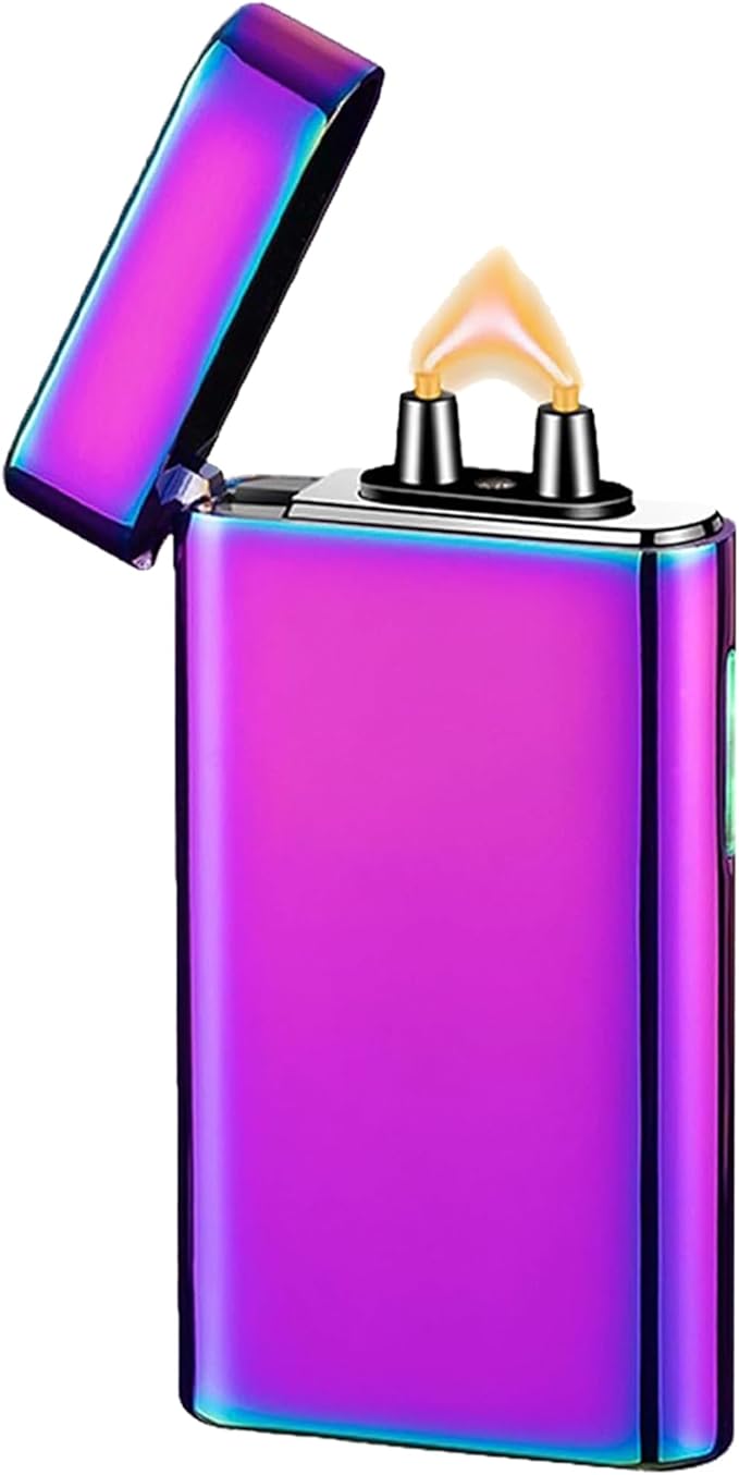 Plasma Rechargeable Electric Lighter with LED Battery Indicator Strong Flame, USB Convenient Charging, Windproof Lighter Outdoor（B-Blue