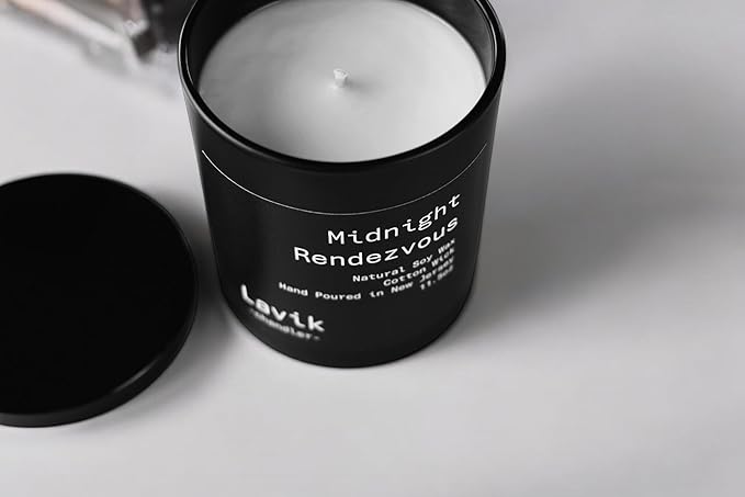 Lavik Luxury 11.50oz Candle with Rich Aroma Cypress & Tobacco Leaf Scent. Natural Soy Wax, Cotton Wick, Matte Black Jar. Gift or Elegant Decor for Home & Office
