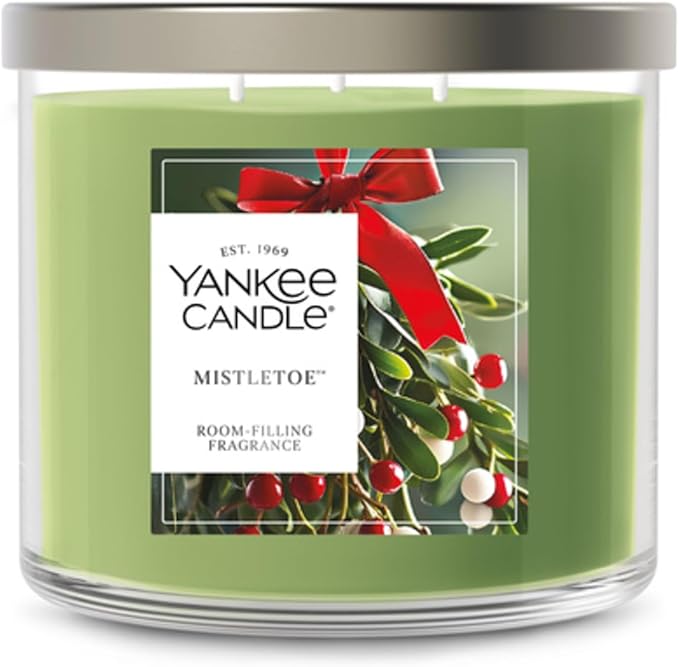 Yankee Candle Mistletoe, Scented Candle, 14.5oz 3-Wick Candle Jar with up to 40 Hours Burn Time