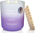 M&SENSE Lavender Amber Candle for Home Scented, 14.1oz Non Toxic 80 Hours Long Lasting Natural Soy Wax Aromatherapy Candle for Spiritual Healing & Stress Relief Gifts for Spa Yoga Meditation