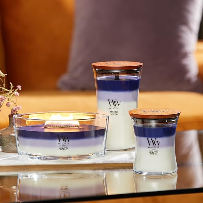 WoodWick Medium Hourglass Candle Evening Luxe - Premium Soy Blend Wax Pluswick Innovation Wood Wick Made in USA