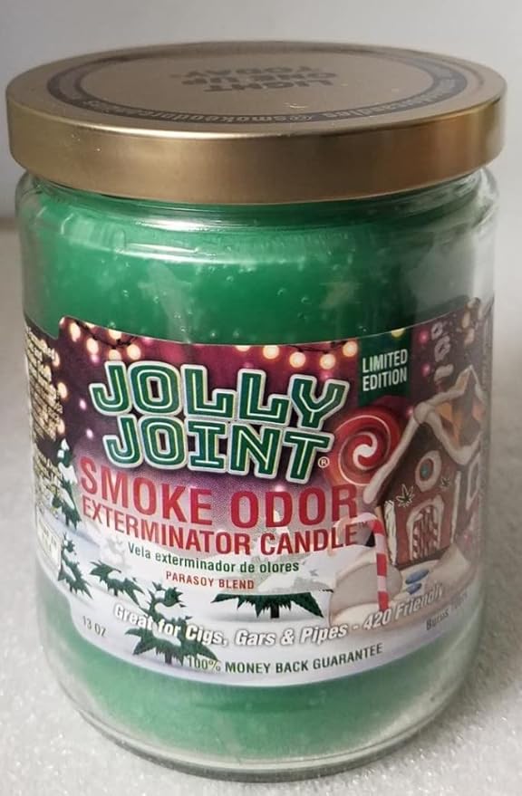 Smoke Odor Exterminator 13oz Jar Candle, Jolly Joint Two Pack.