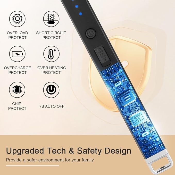 SUPRUS Electric Arc Lighter Windproof Flameless Rechargeable USB Lighter with Safety Lock for Home Kitchen BBQ Candle