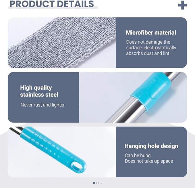 Retractable Gap Dust Cleaner, 2025 New Extendable Microfiber Duster with Bendable & Removable Head, Washable Dusting Brush for Home, Kitchen, Car & Hard-to-Reach Areas (3)