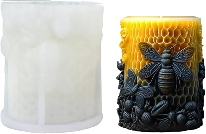Honeycomb Cylinder Silicone 3D Flower & Rose Mold - Peony & Candle Mold for Resin, Clay & Soap Making - Craft Supplies