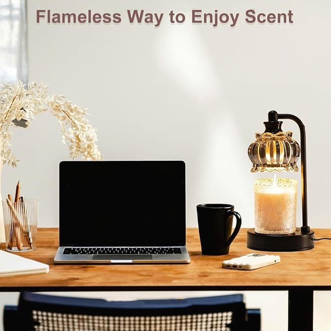 TOFUNTOY Candle Warmer Lamp with Timer, Dimmable Candle Lamp Wax Melt Warmer with 2 Bulbs, Electric Candle Warmer Lamp for Bedroom Living Room House Warming Gifts for Women Mom