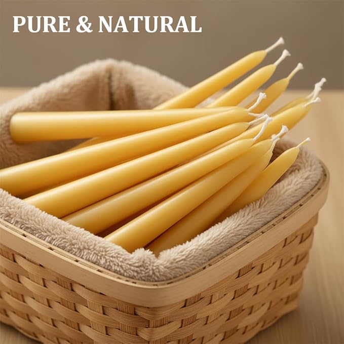 Nihaoya 32 Pack Beeswax Candle Set, 9 Inch Smokeless & Dripless Candles Bulk, 6 Hour Long Burn Time Tapered Candles for Meditation, Dining, and Decor