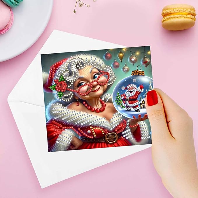 Christmas Greeting Cards Diamond Painting Kit 10PCS DIY Holiday Rhinestone Art Handmade Cards Set for Home Wall Decor and Office Display