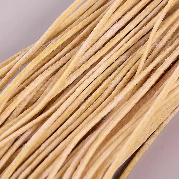 100pcs/6in Beeswax Candle Wicks - Hemp Wick, Slow Burning, Pre-Waxed, 2mm Diameter