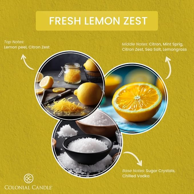 Colonial Candle Fresh Lemon Zest Scented Wax Melts, Wax Melt Warmer Cubes, Long Lasting Scented Wax Warmer Cubes, 4 Pack, 6 Cubes Each - Made in The USA