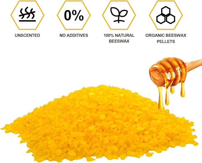 Yellow Beeswax Pellets 10LB, Organic Beeswax, Beeswax for Candle Making, Body, Skin Care DIY, Lip Balm and Soap Making Supplies