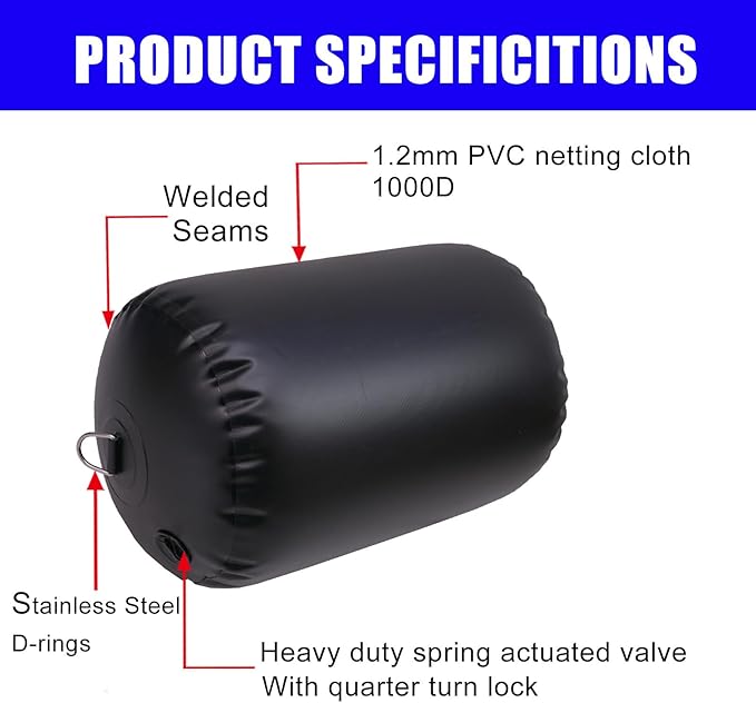 Big Heavy-Duty Inflatable PVC Boat Fender for Docking and Yacht Sailboats