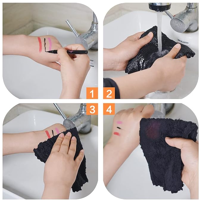 SUNLAND Microfiber Face Cloth Reusable Makeup Remover Facial Cleansing Towel Ultra Soft Face Washcloth 12inchx12inch 6 Pack Black