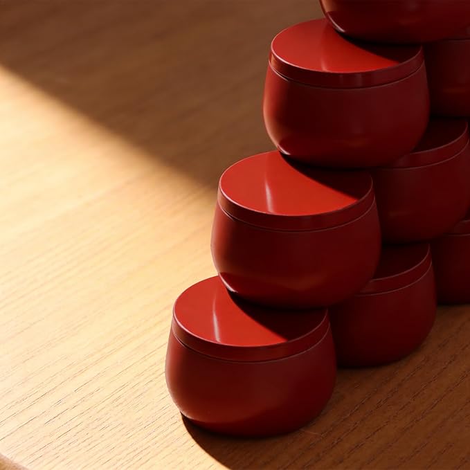 8oz Candle Tins | 24-Pack Premium Full Red 8 OZ Metal Candle Jars with Lids for Making Candles, Bulk Empty Candle Containers for Home DIY and Small Business