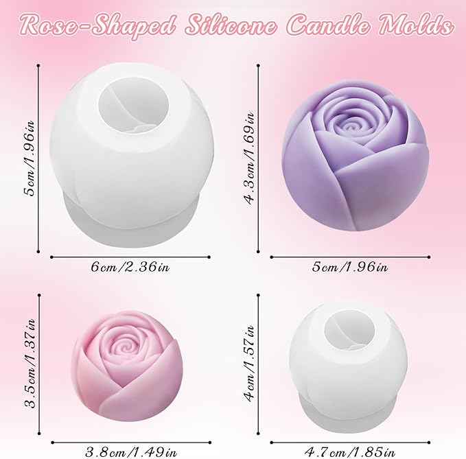 2Pcs Rose Candle Mold, 3D Budding Rose Silicone Molds for Candle Making, Handmade Roses Flower Soap, Epoxy Resin Casting, Wedding Party Valentine’s Day Mothers Day Gifts